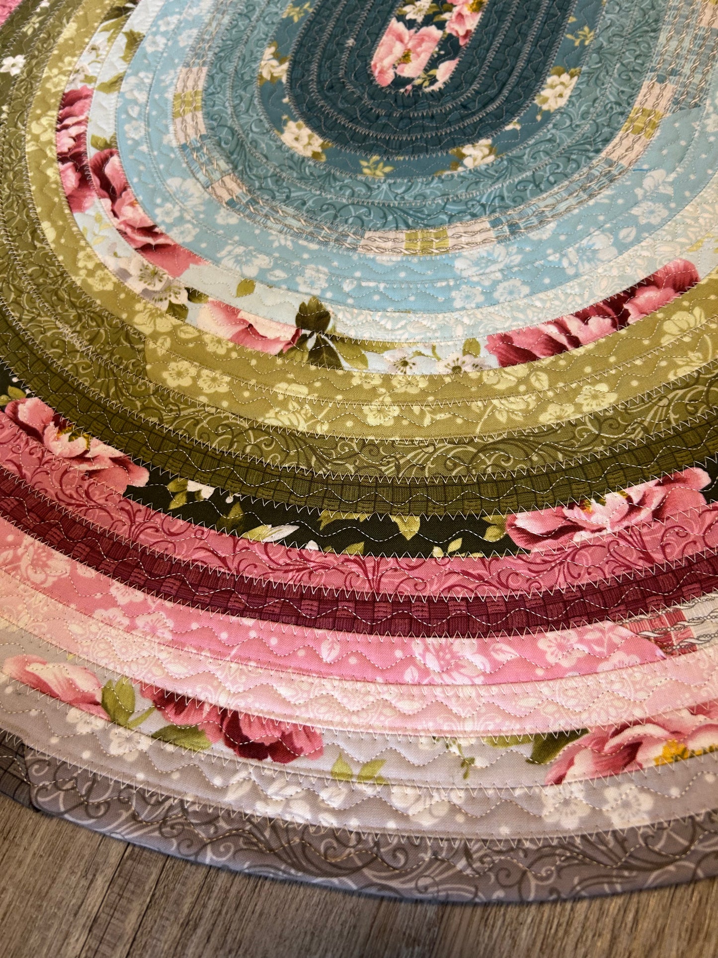Fabric Strip Rug Oval - Floral 0026