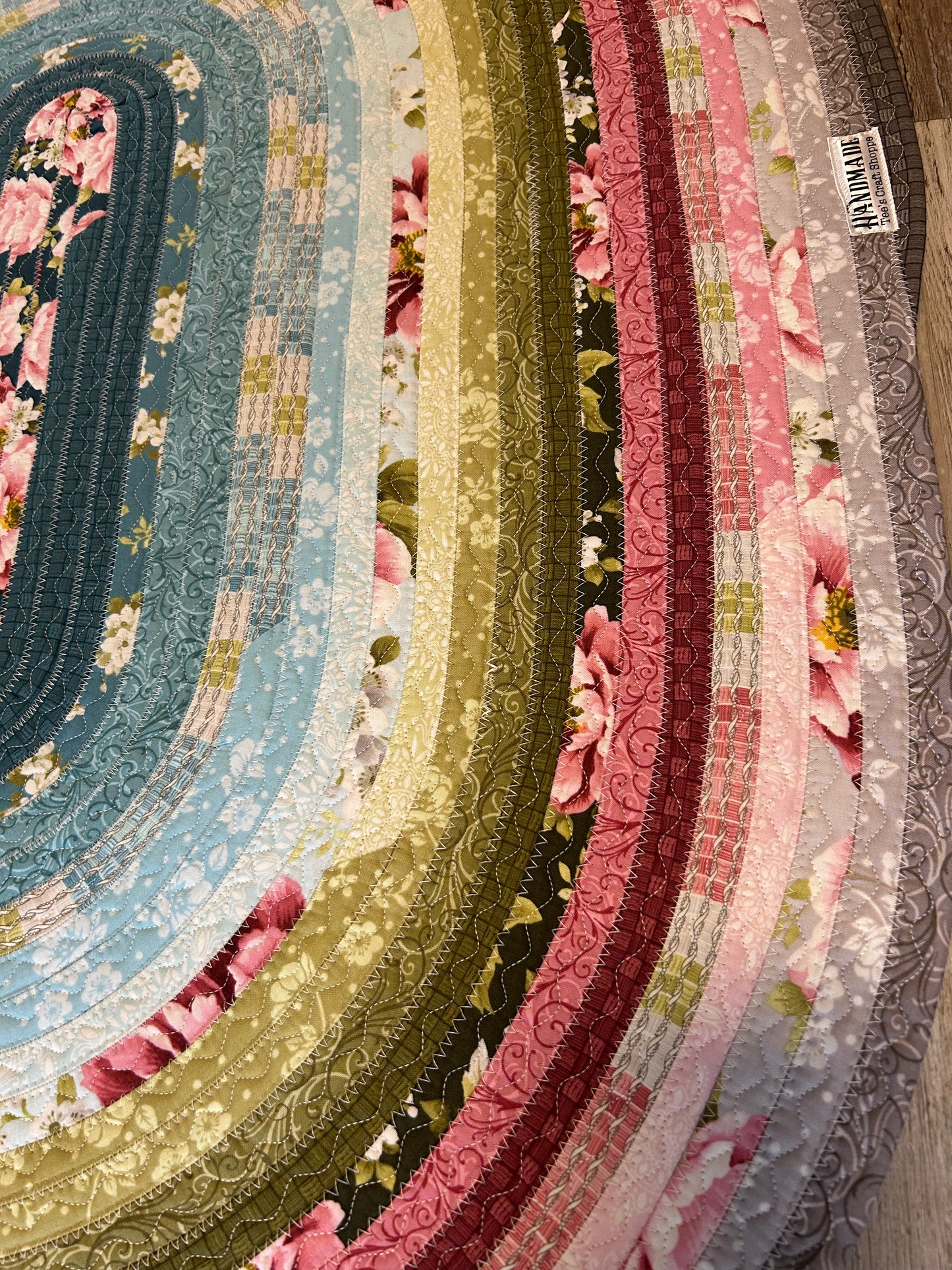 Fabric Strip Rug Oval - Floral 0026