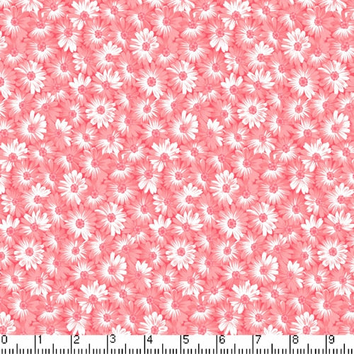 FABRIC - Daisies in Coral 1/2 yd