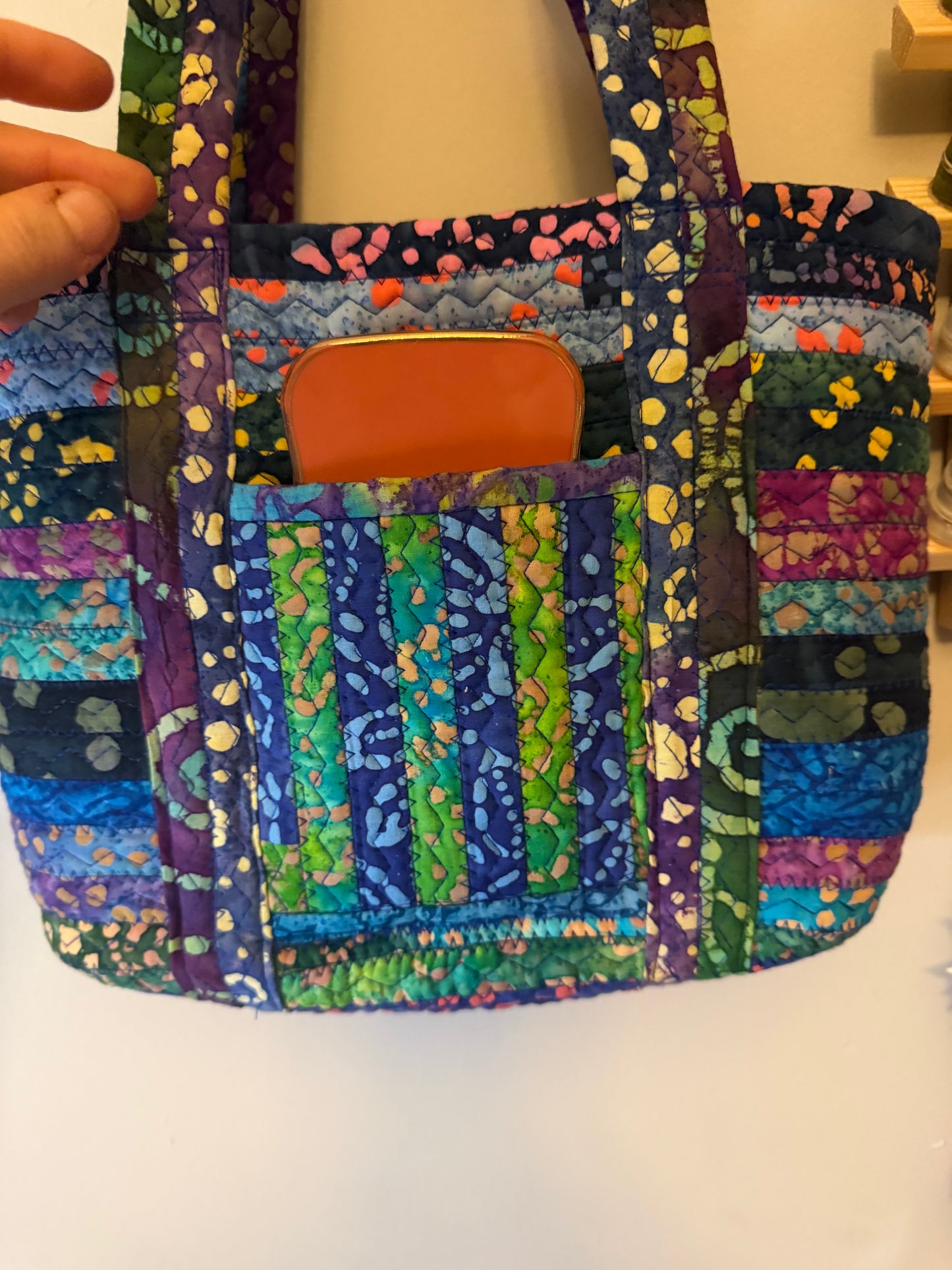 Fabric Strip Tote Bag - Ocean Batik 0007