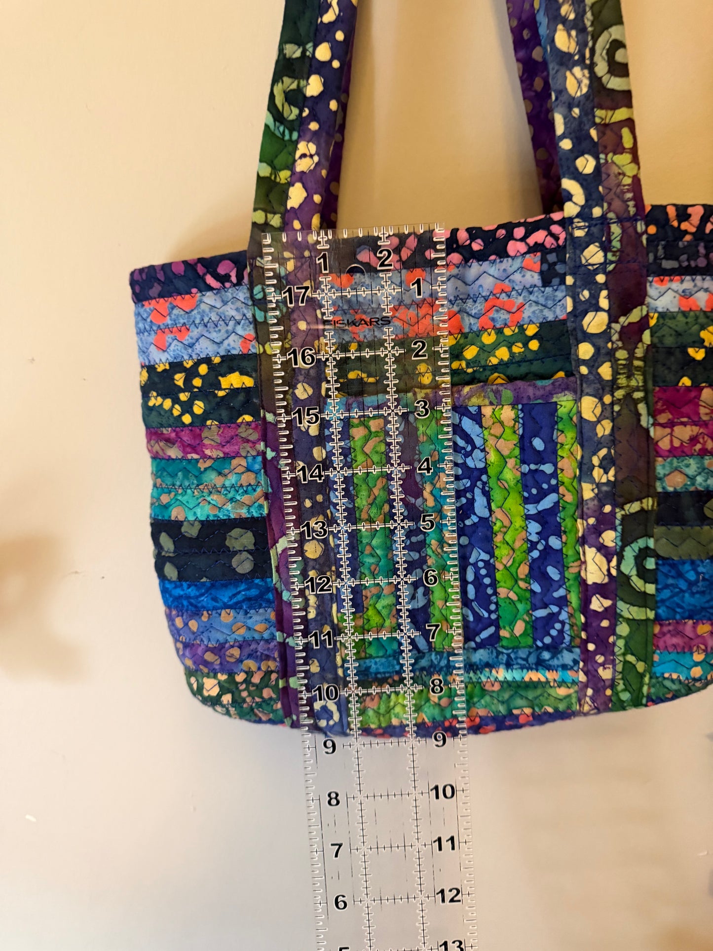 Fabric Strip Tote Bag - Ocean Batik 0007