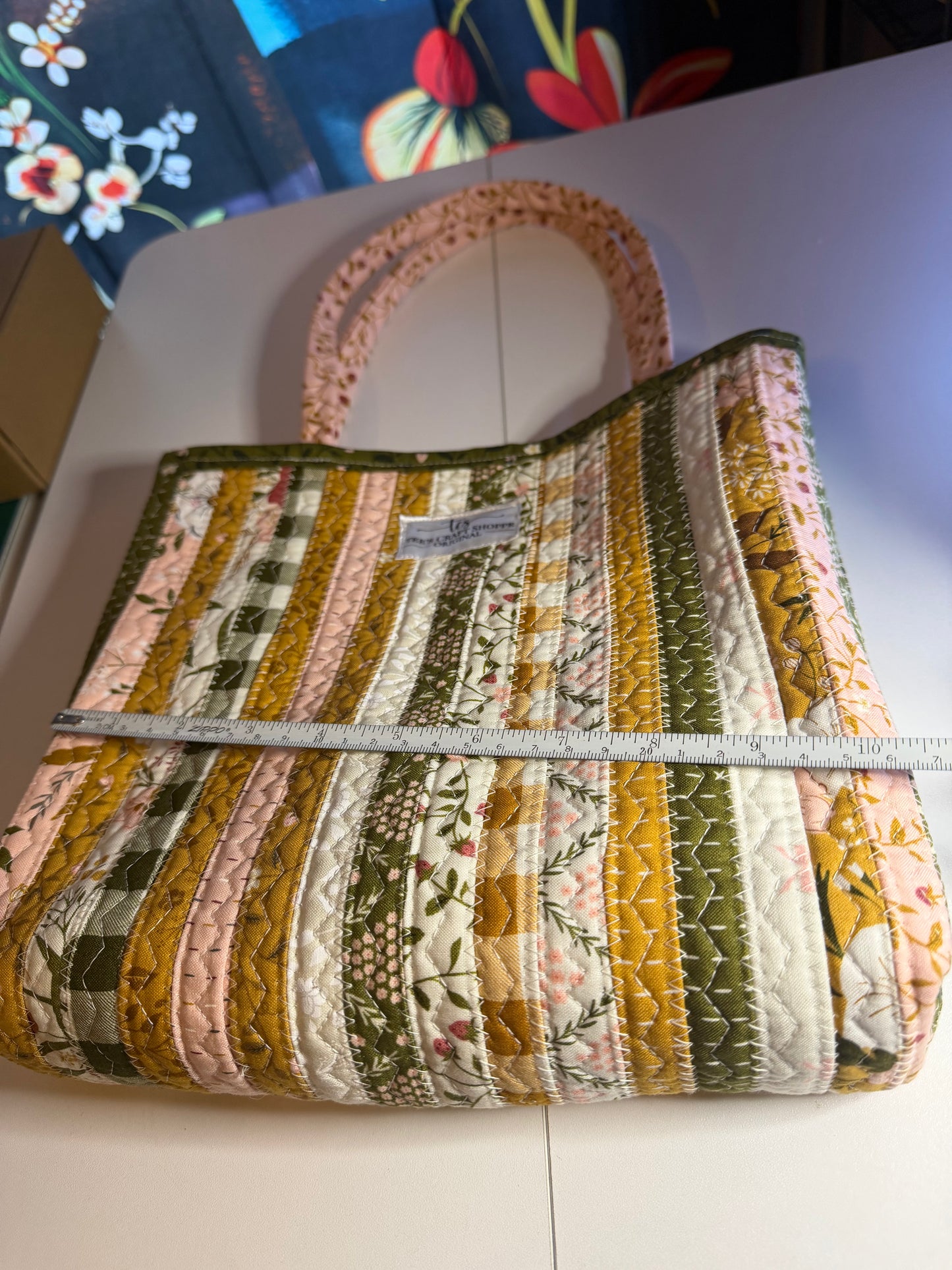 Fabric Strip Tote Bag - Cozy Garden 0008