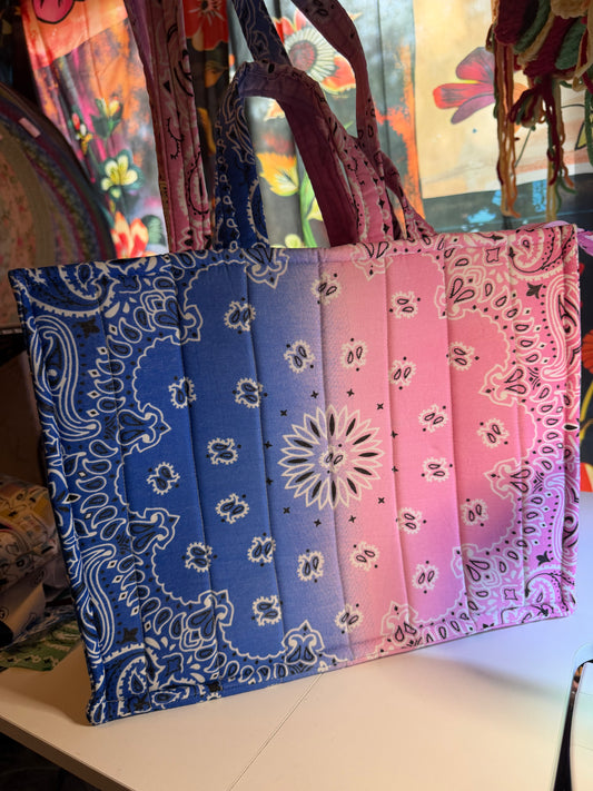 Bag - Bandana Tote, Pink & Blue Ombré 0012