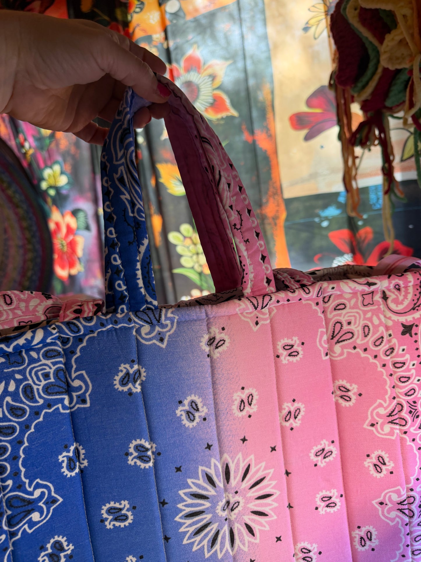 Bag - Bandana Tote, Pink & Blue Ombré 0012