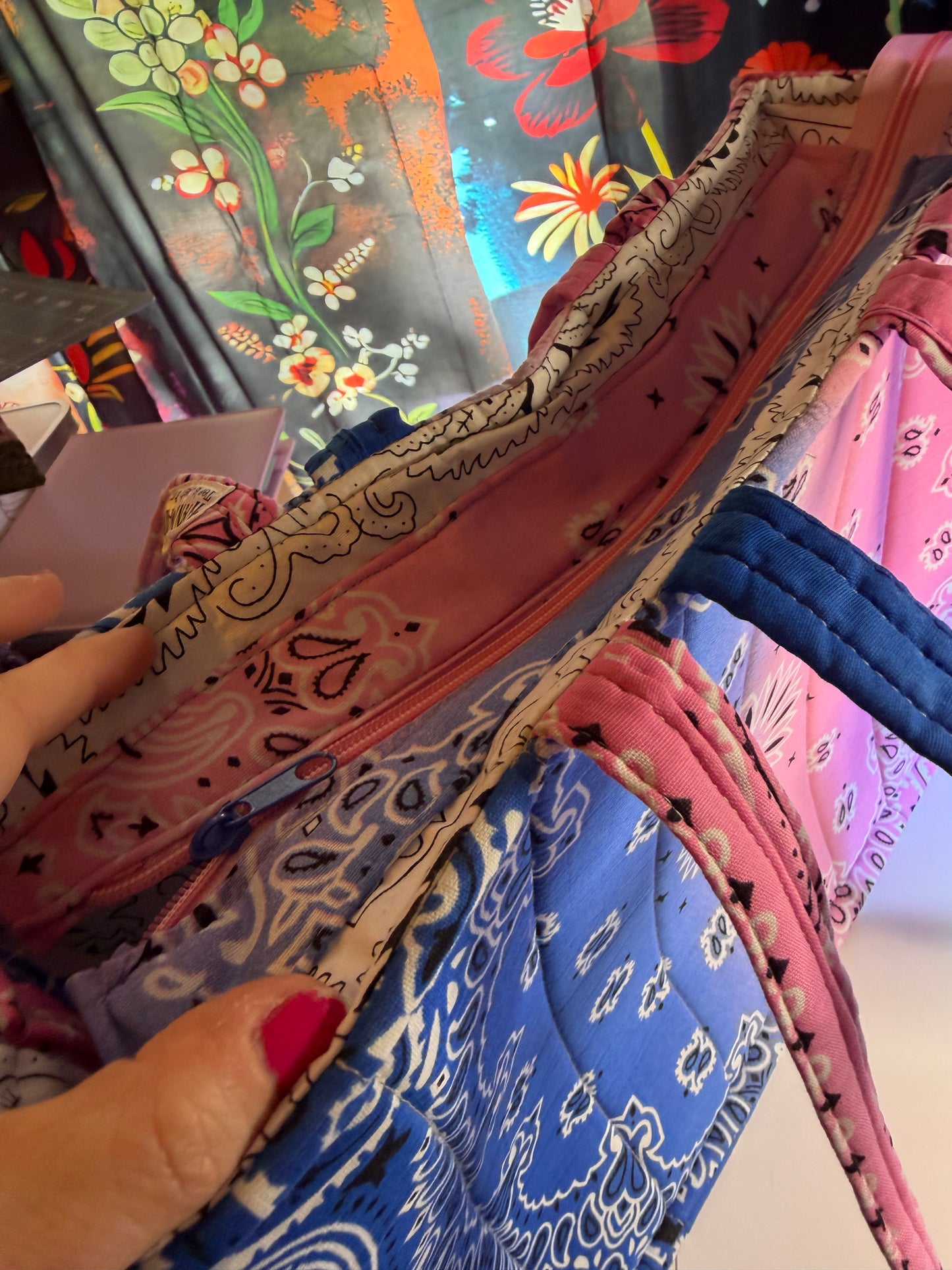 Bag - Bandana Tote, Pink & Blue Ombré 0012