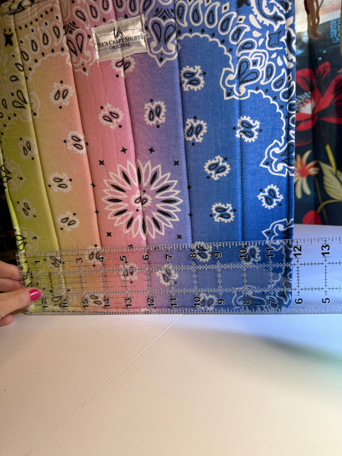 Bag - Bandana Tote, Green, Blue, & Pink Ombré 0013