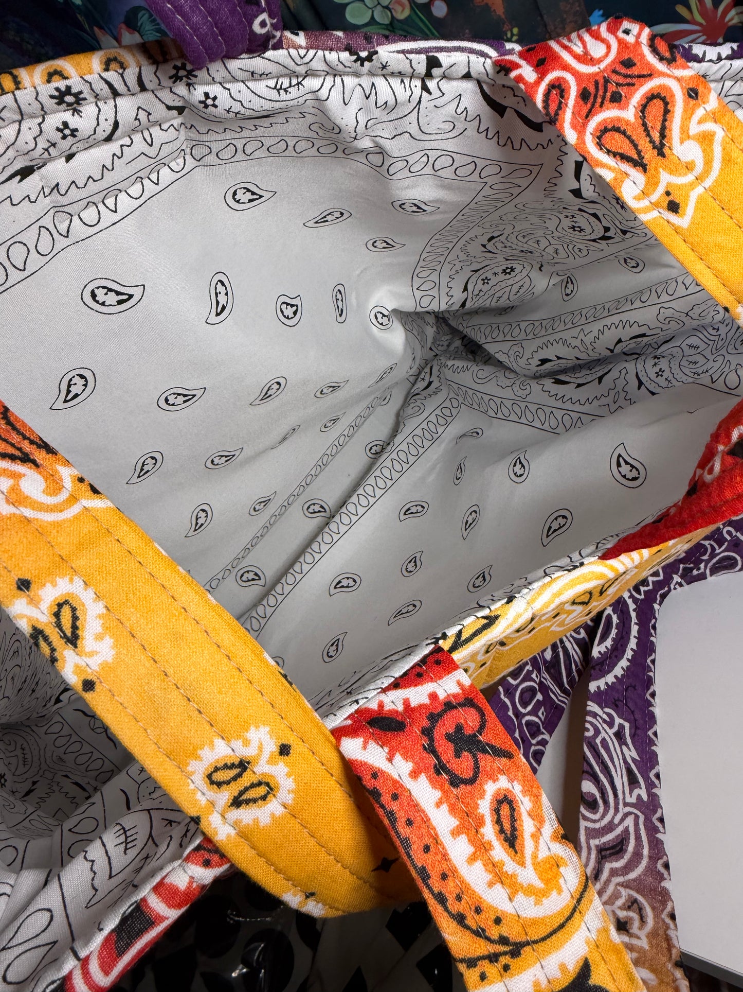 Bag - Bandana Tote, Purple, Yellow, & Red Ombré 0015