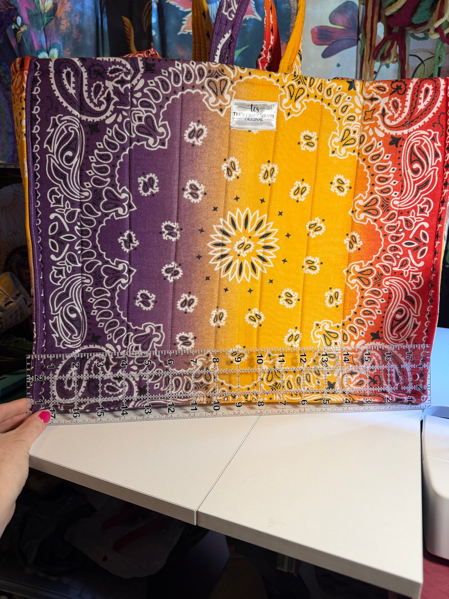 Bag - Bandana Tote, Purple, Yellow, & Red Ombré 0015